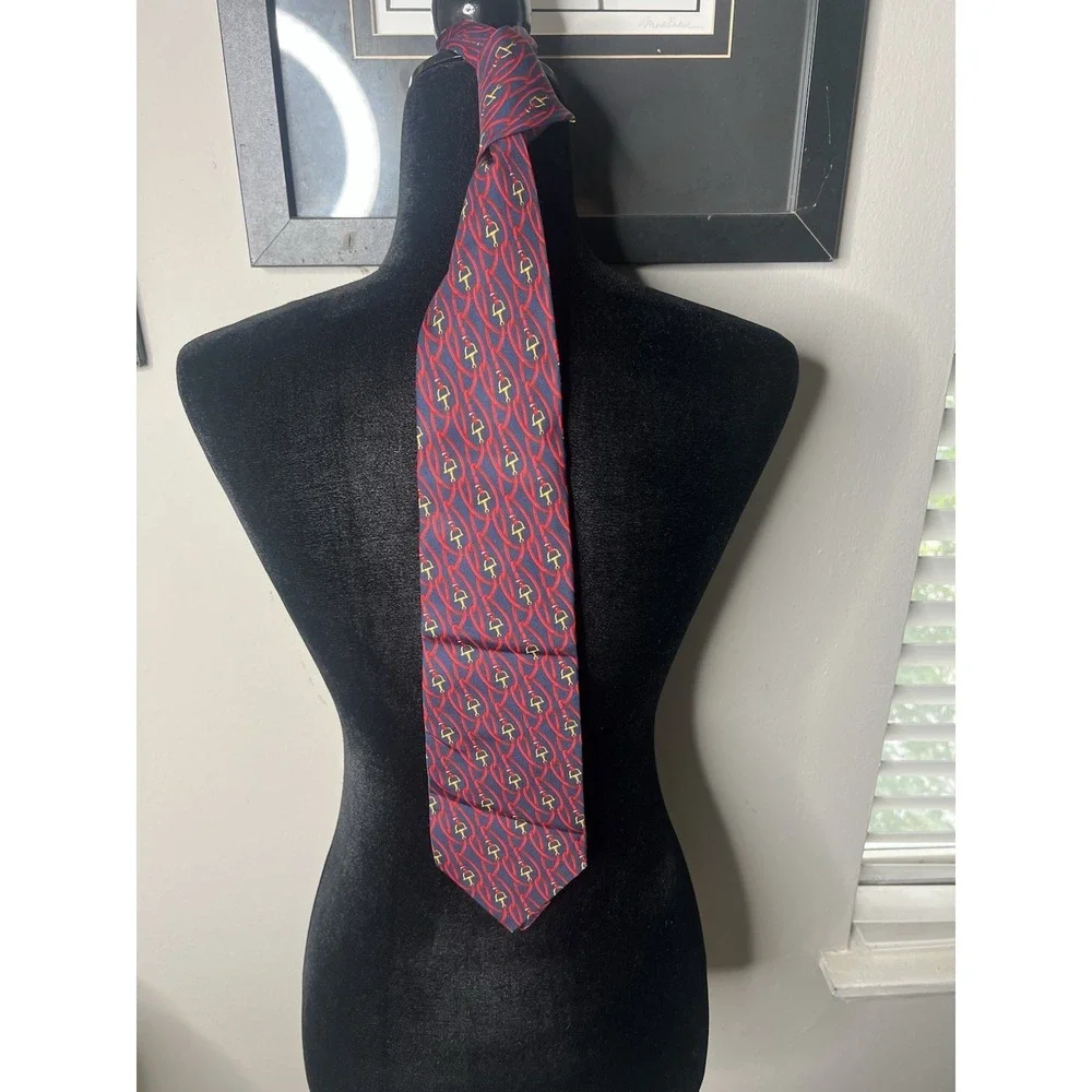 Gucci Silk Tie Horsebit Logo Print Made in Italy